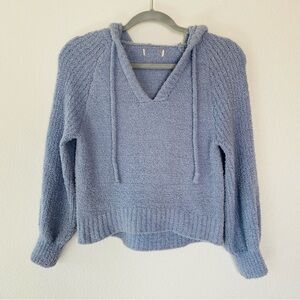Chenille cropped sweater hoodie periwinkle blue soft xs